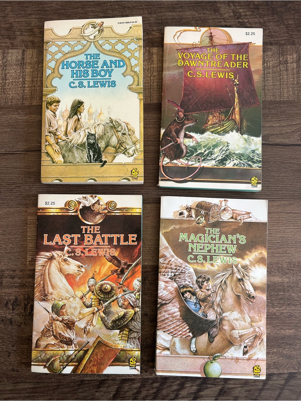 Vintage C.S. Lewis Chronicles of Narnia Lot of 4 (1980s Fontana Lions) Green
